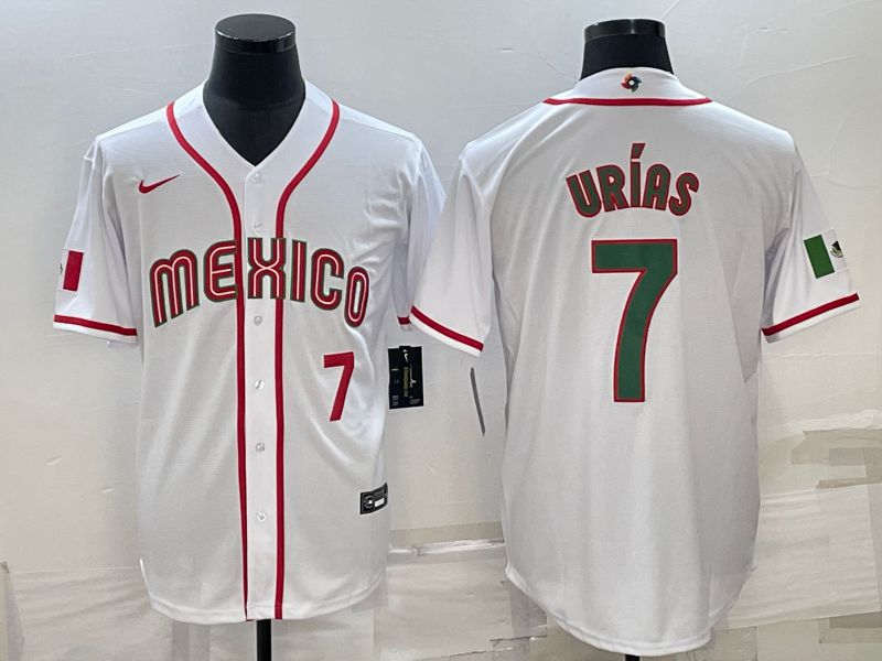 Men 2023 World Cub Mexico 7 Urias White Nike MLB Jersey6